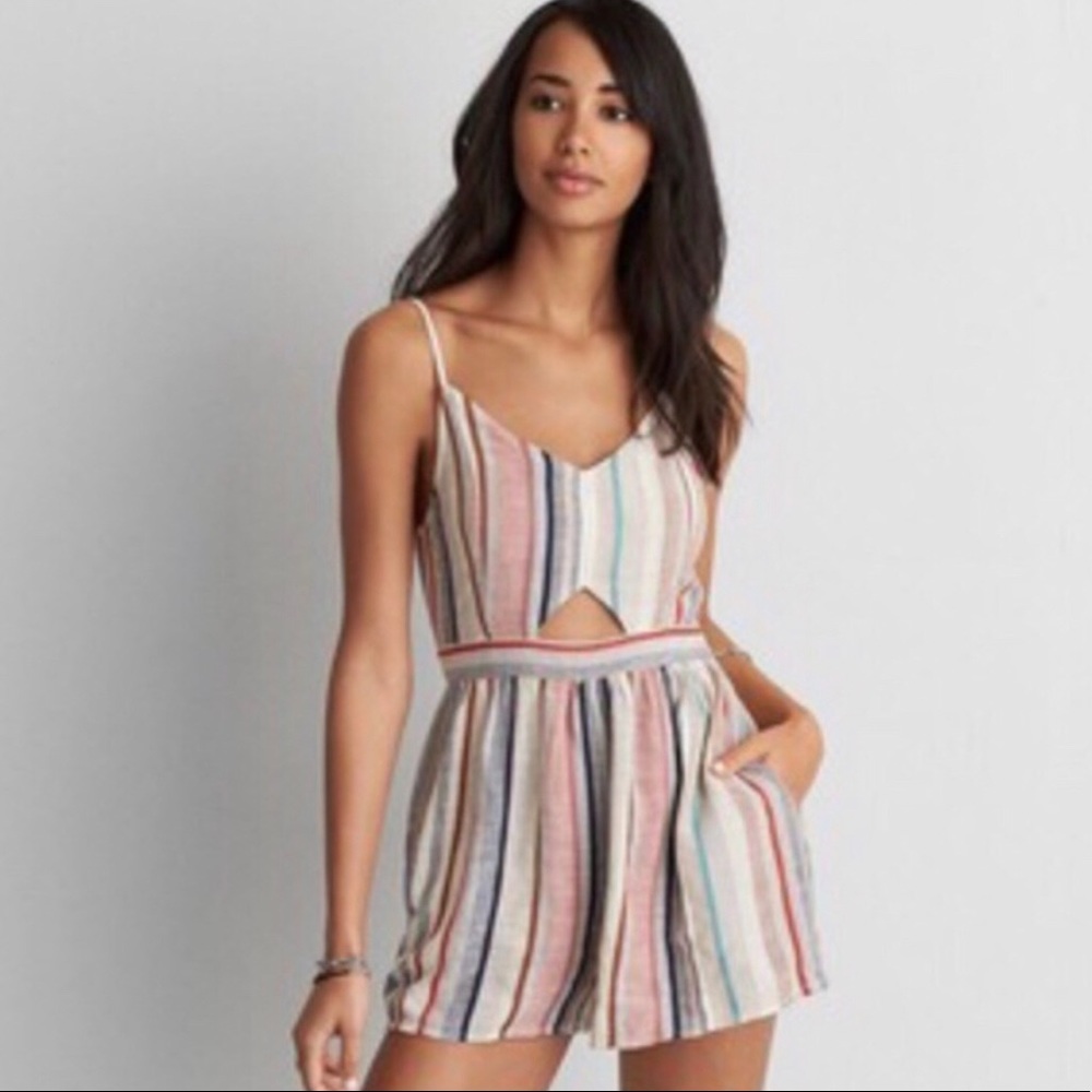 AEO striped cutout romper